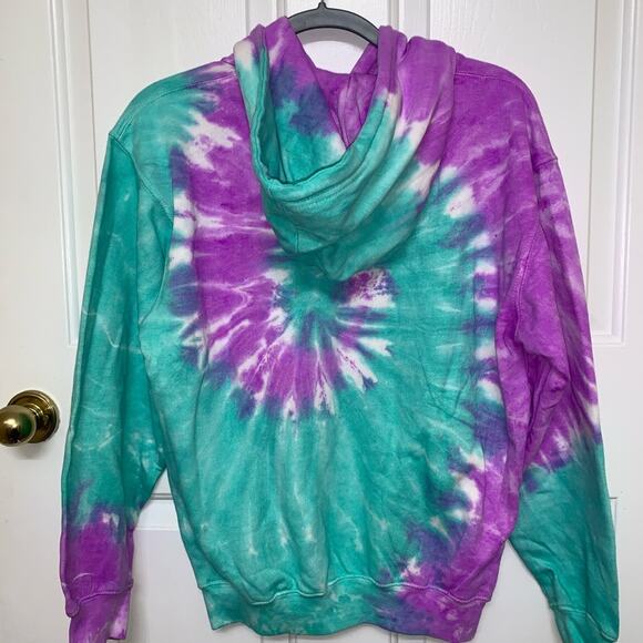 EXIST‎ Tie Dye Hoodie. Green and Purple. Unisex Small - Picture 2 of 8